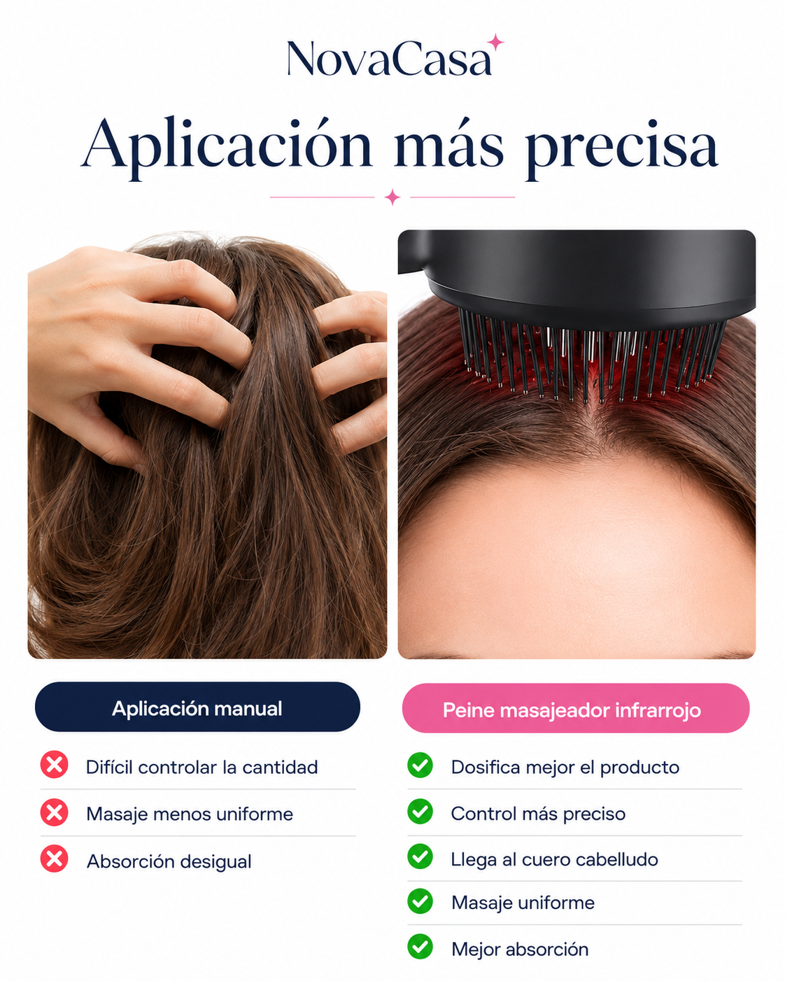 Masajeador de cabello con luz roja